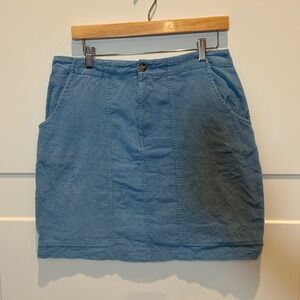 Modern Vintage Corduroy Utility Skirt Light Blue Cargo Pockets Button Fly Medium